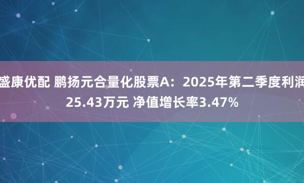 盛康优配 鹏扬元合量化股票A：2025年第二季度利润25.43万元 净值增长率3.47%